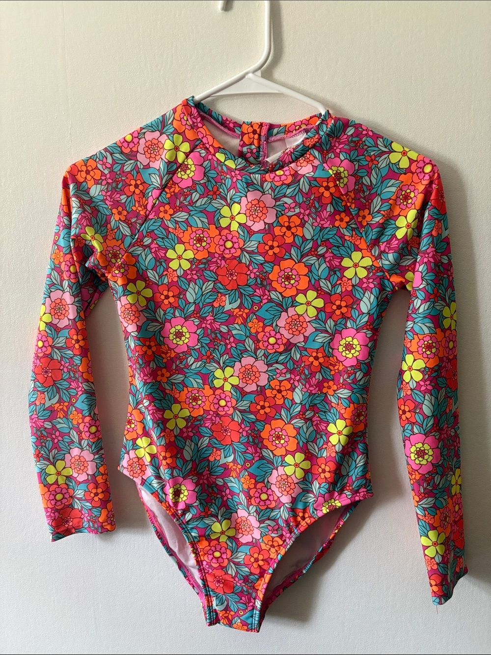 Cat & Jack Girls' Long Sleeve Floral Rashguard - Pink, Yellow, Teal